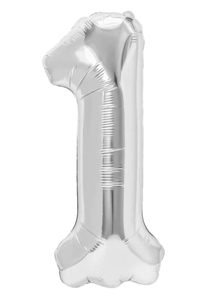 Balon cyfra "1" srebrna 100cm